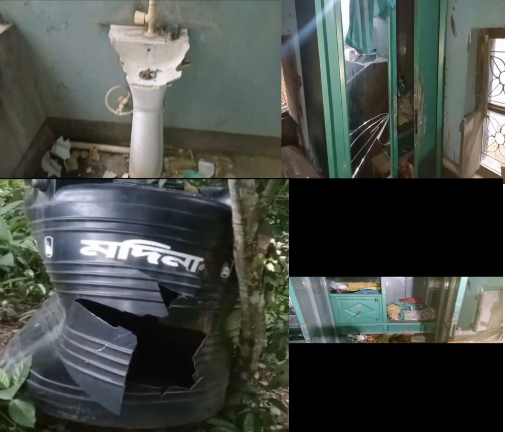 শ্রীপুরের ধামলই এ অবৈধ ভাবে জমি দখলে ব্যর্থ হয়ে বাড়ি ঘরে ব্যাপক ভাংচুর