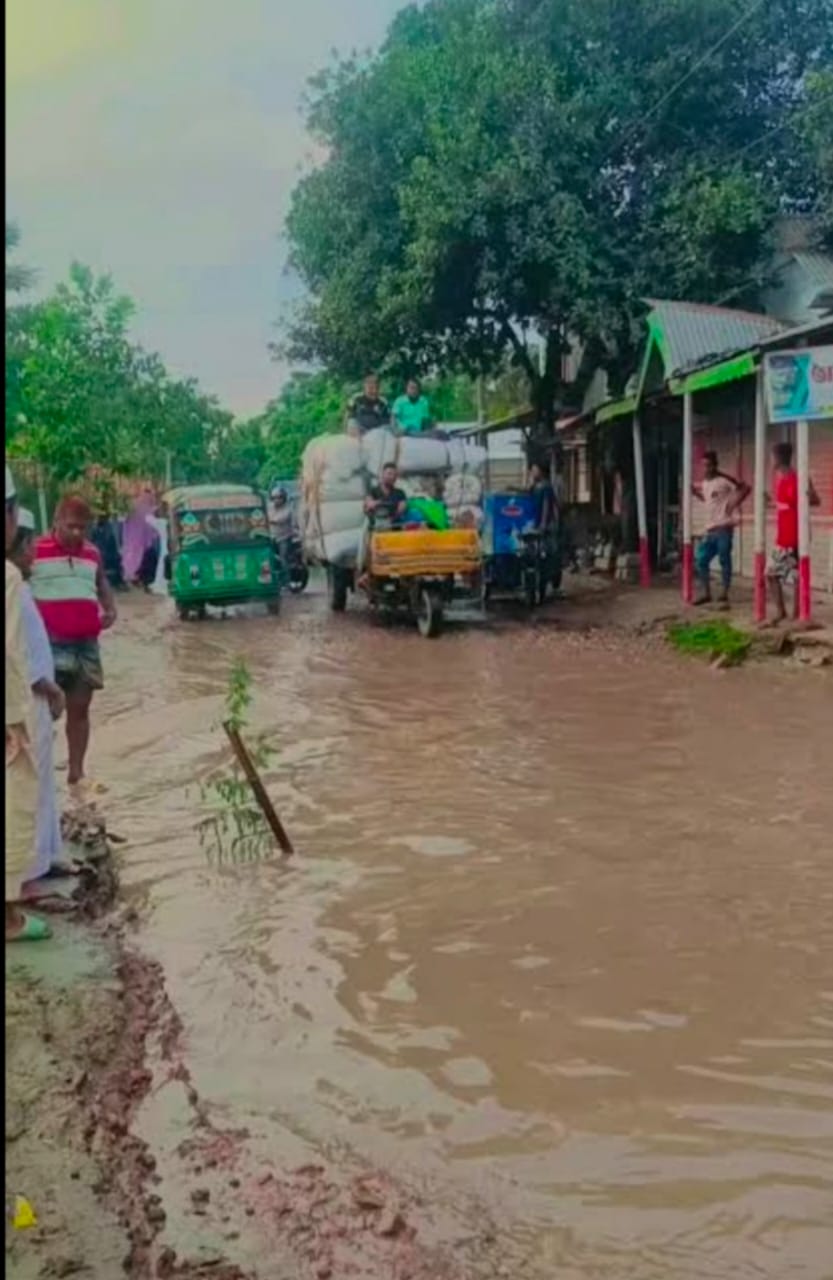 কিশোরগঞ্জ পৌর শহরে গভীর গর্তে ভরা মহাসড়ক,যাত্রীদের জনদুর্ভোগ নাভিশ্বাস!!