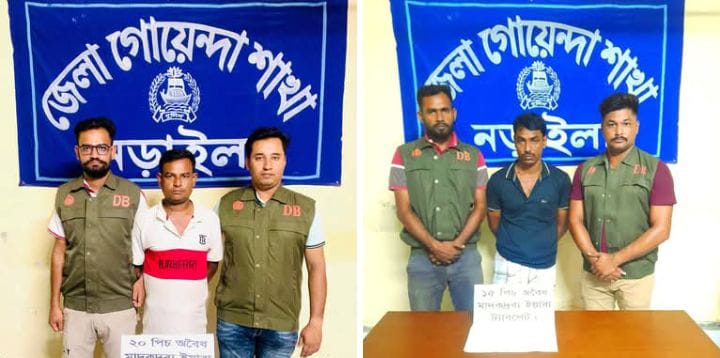 নড়াইলে ডিবি কর্তৃক দু’টি পৃথক অভিযানে ৩৫ পিস ইয়াবা ট্যাবলেটসহ গ্রেফতার ০২