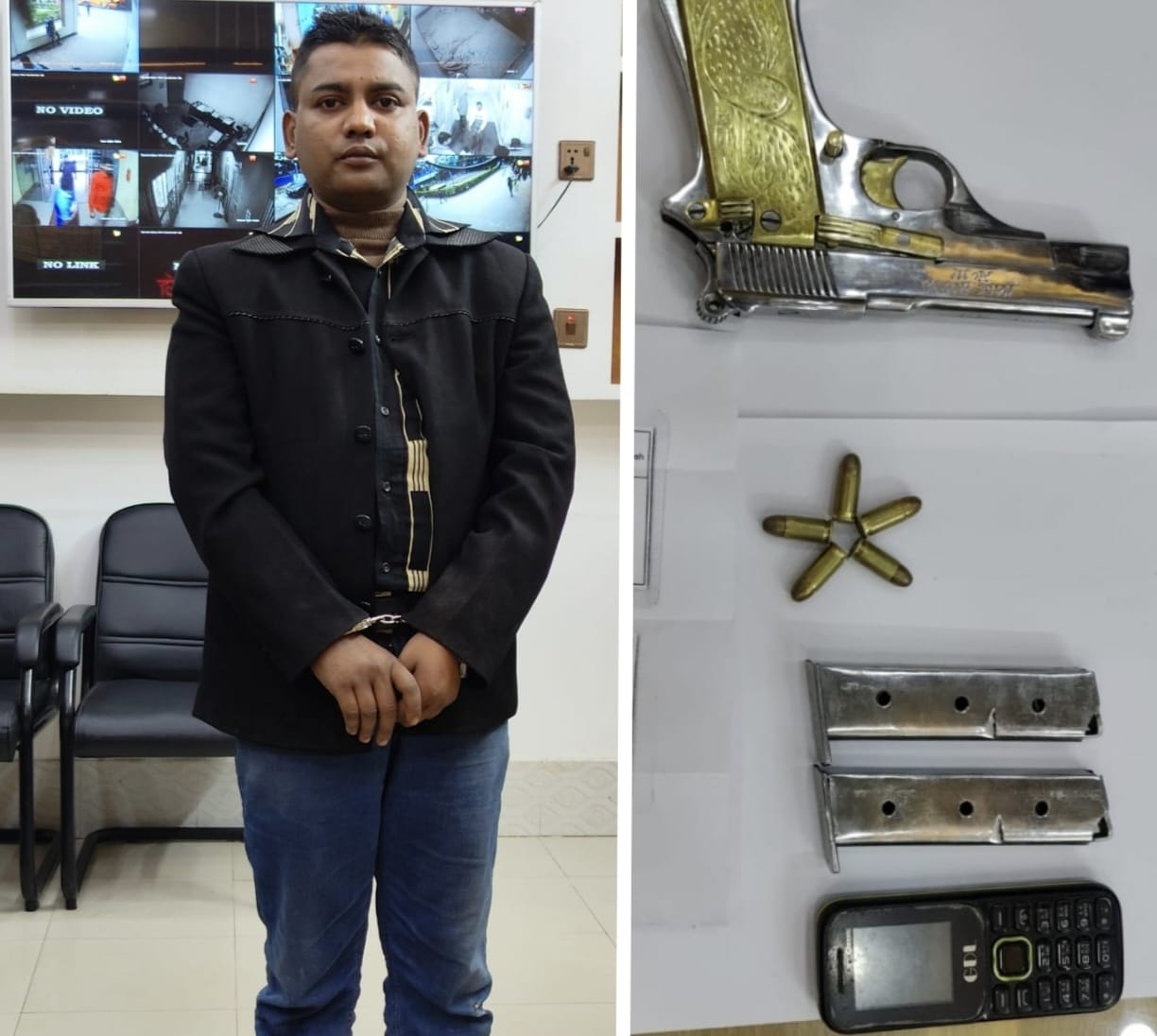 চাঁপাইনবাবগঞ্জ মহানন্দা টোল প্লাজায় চেকপোষ্ট হতে পিস্তল ও গুলিসহ আটক ০১